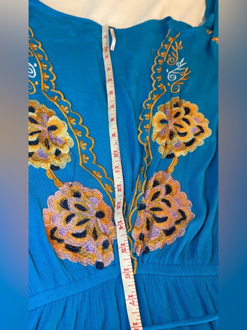Free People Cora Embroidery Mini Dress Blue Coachella Stagecoach Festival - Picture 6 of 13